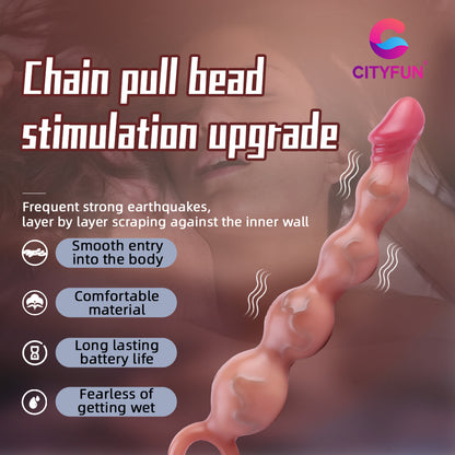 Anal Balls Vibrating Prostate Massager - Finger Ring 5 Anal Beads Sex Toys for Women Men