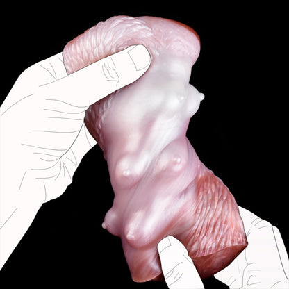 Fantasy Puppy-inspirierte Pocket Pussy – Zweikanal-Silikon-Masturbator-Penismassagegerät