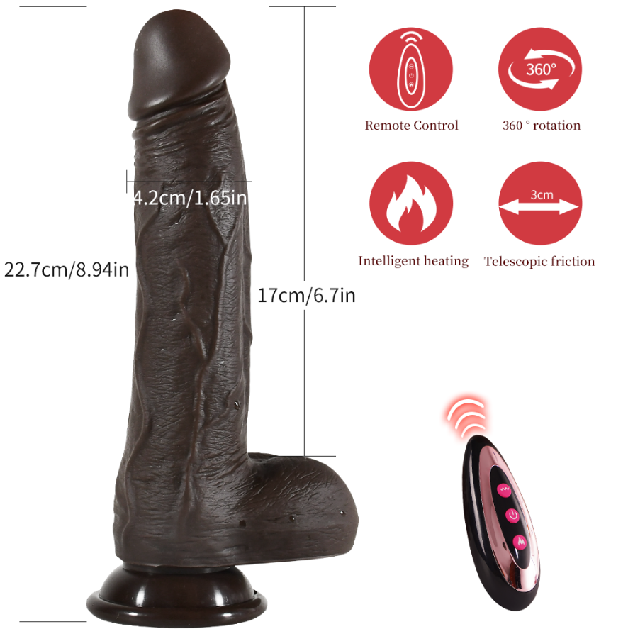7 Zoll Penis-Fernbedienungsvibrator - Realistischer schwarzer Dildo Vaginale Masturbation Analspielzeug