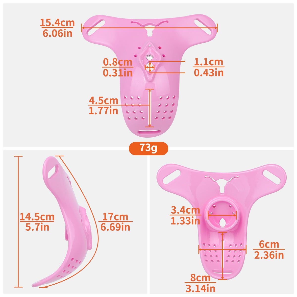 Pink Resin Female Chastity Belt with Stretch Band | Ventilated Orgasm Denial BDSM Toys