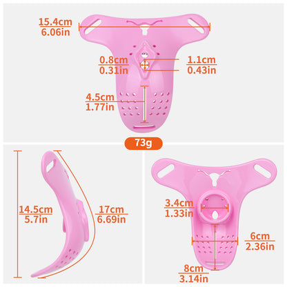 Pink Resin Female Chastity Belt with Stretch Band | Ventilated Orgasm Denial BDSM Toys