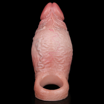 Gaine pour pénis Caramel Sunburst : étui en silicone liquide volumateur avec anneau de maintien intégré