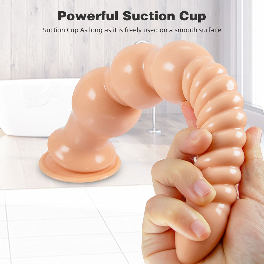 Plug anal gode de 12 pouces de Long-godes en Silicone souple poussant le pénis avec une ventouse puissante