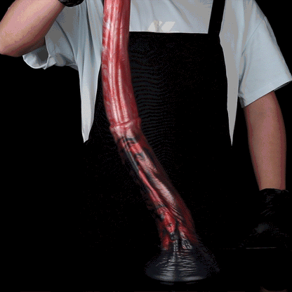 Scarlet Mare Long Dildo — Platinum Silicone with Lava-Texture Segmented Shaft, Crown Tip HD Camera & App Live View