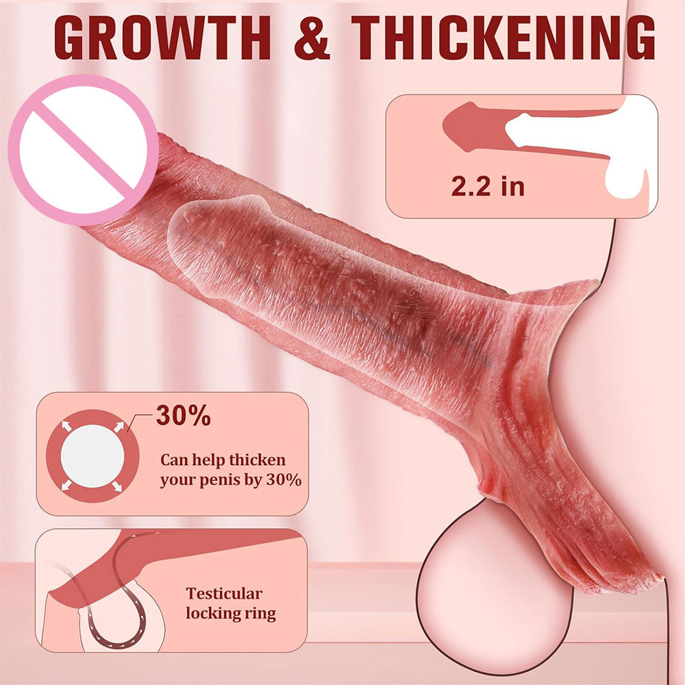 Manchon en silicone de qualité supérieure – Agrandisseur de pénis réaliste, anneau pénien, jouet sexuel masculin pour éjaculation