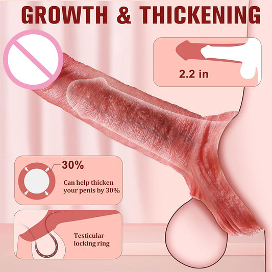 Manchon en silicone de qualité supérieure – Agrandisseur de pénis réaliste, anneau pénien, jouet sexuel masculin pour éjaculation