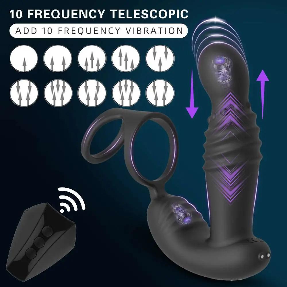 Remoter Thrusting Anal Vibrator Cock Ring Penis Training - Domlust Robust Prostate Massager
