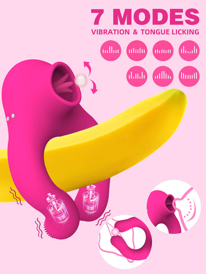 Tongue Licking Vibrator - Penis Cock Ring Male Scrotum Clit Sucking Couple Sex Toys