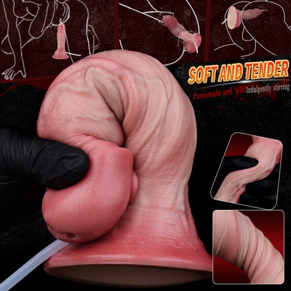 Wearable Squirt Simulated Dildo with Suction Cup - Ideal for Anal and Perineum Masturbation and Ejaculation Stimulation