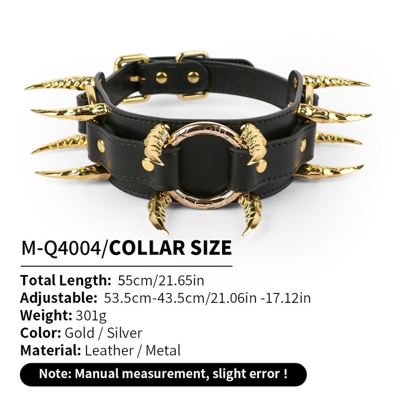 Collier en cuir noir Fantasy Strapon – Ensemble de retenue pour entraînement BDSM féminin