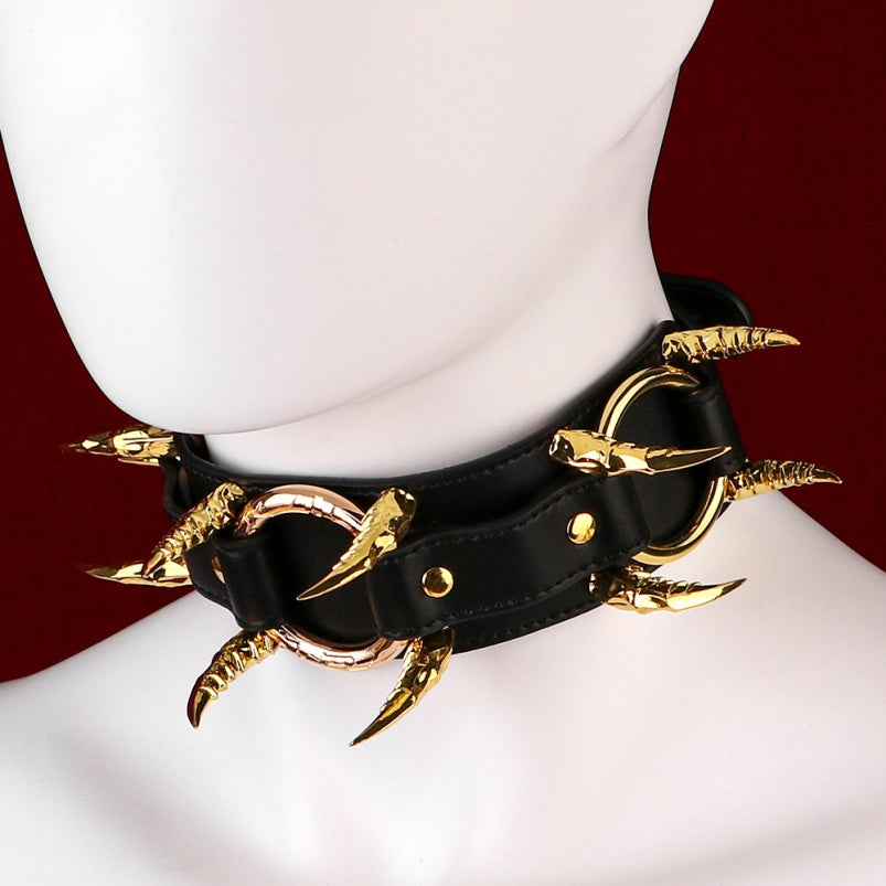 Collier en cuir noir Fantasy Strapon – Ensemble de retenue pour entraînement BDSM féminin