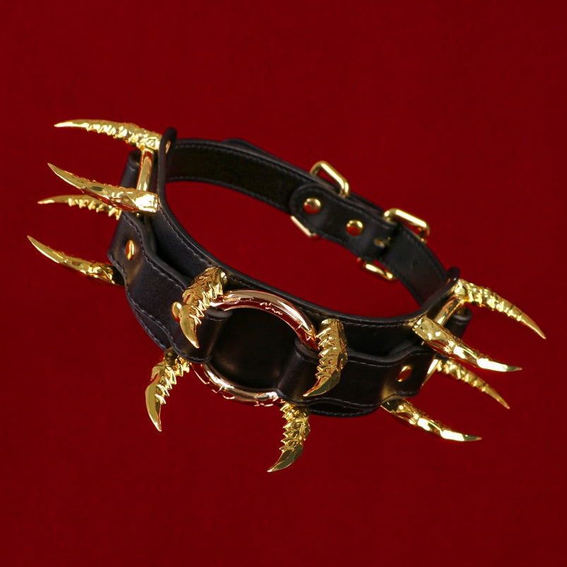 Collier en cuir noir Fantasy Strapon – Ensemble de retenue pour entraînement BDSM féminin