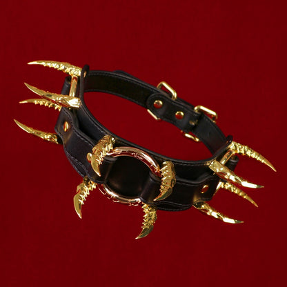 Collier en cuir noir Fantasy Strapon – Ensemble de retenue pour entraînement BDSM féminin