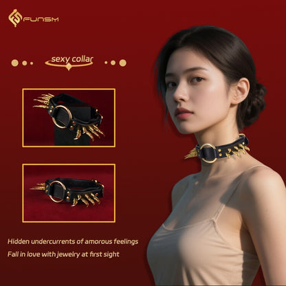 Collier en cuir noir Fantasy Strapon – Ensemble de retenue pour entraînement BDSM féminin