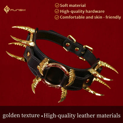 Collier en cuir noir Fantasy Strapon – Ensemble de retenue pour entraînement BDSM féminin