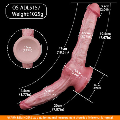 Dual-Ended Realistic Double Dildo — Platinum Silicone Double-Headed Dildo with Suction Cup Base, Veined Shaft & Two Sizes