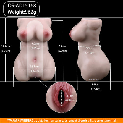 Petite Maiden Torso Pocket Pussy – Ultra-Soft Platinum Silicone Dual-Sensation Stroker with Hand-Blushed Detail