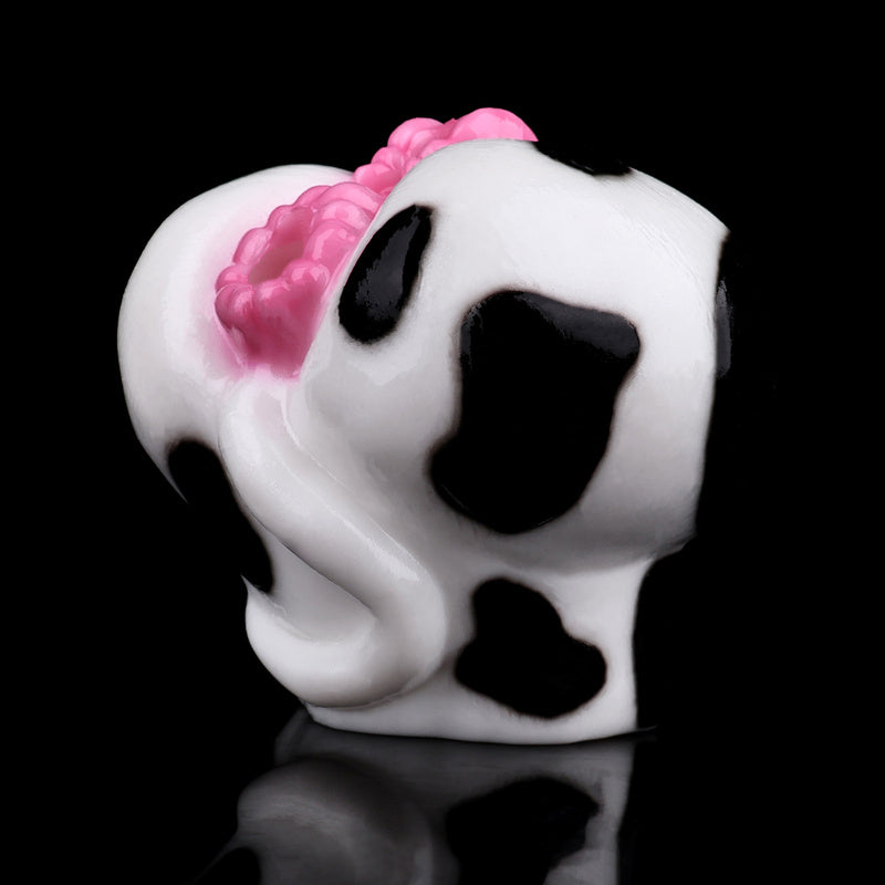 Bovine Fantasy Sex Dolls – Spotted Cow Print Platinum Silicone Dual-Tunnel Booty Stroker