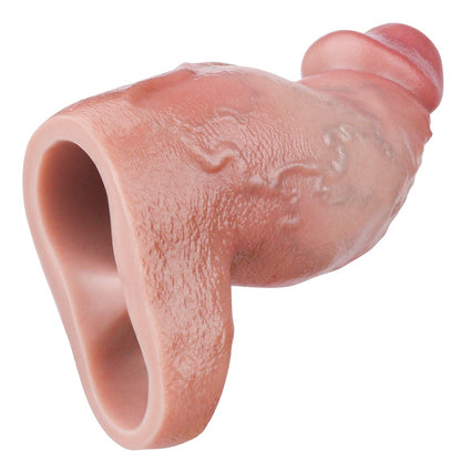 Gaine pénienne réaliste Honey Bronze : manchon de circonférence en silicone liquide avec anneau de tension intégré