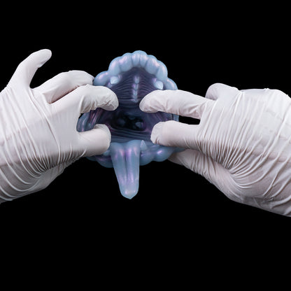 Creature Maw Pocket Pussy — Fanged Beast Fantasy Silicone Stroker with Tongue & Scaled Skeleton Exterior