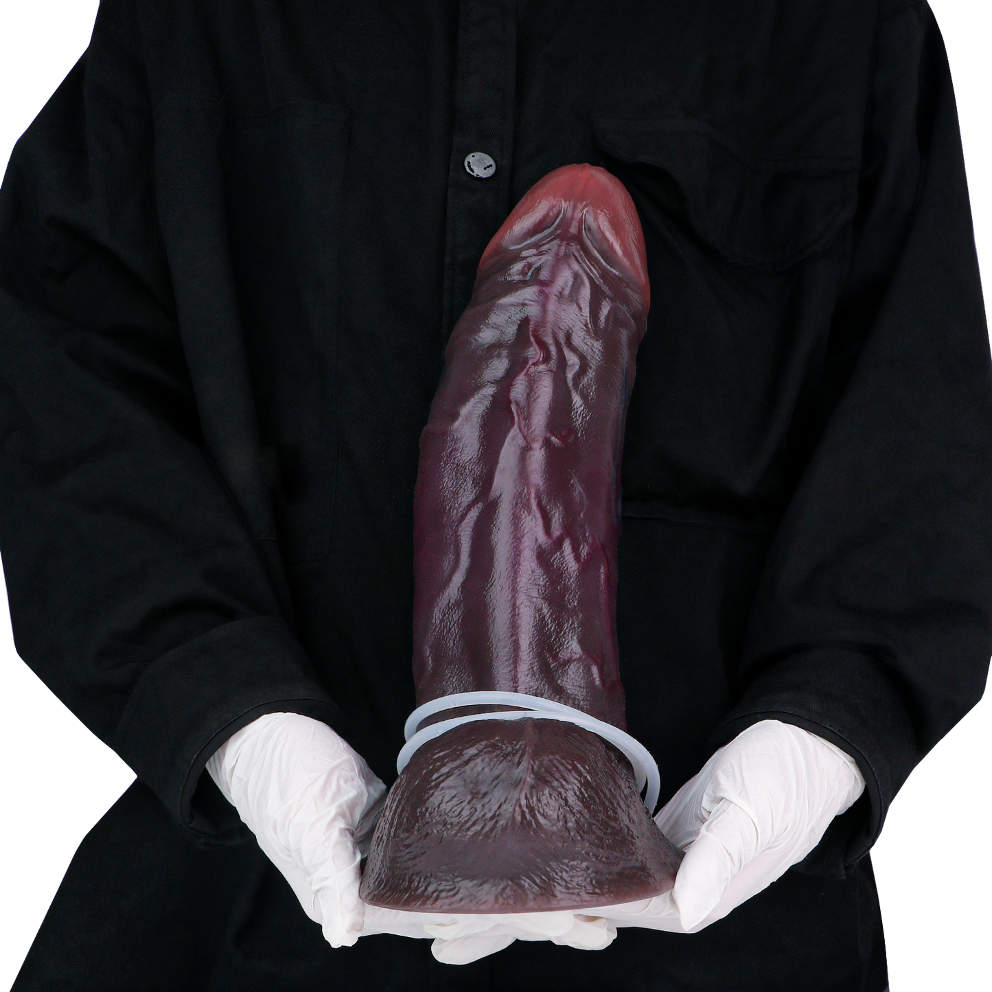 Énorme gode réaliste noir qui gicle – Silicone platine double densité réaliste