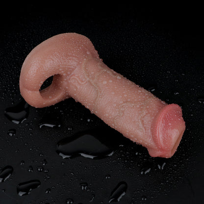 Gaine de pénis grandeur nature - Extenseur de manchon de pénis en silicone à extrémité ouverte Jouets sexuels pour hommes
