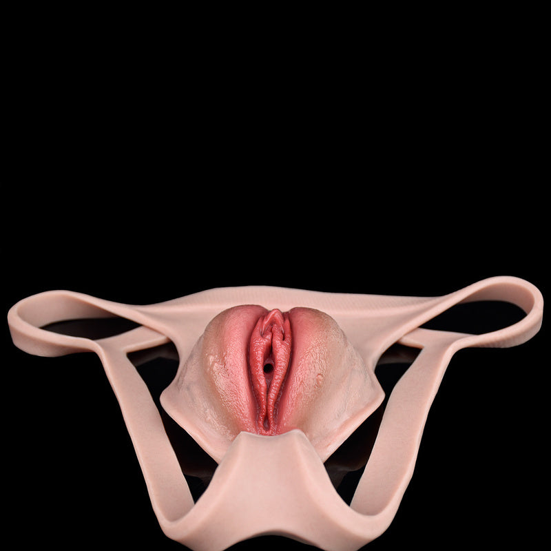 Ultra-Realistic Liquid Silicone Pussy Panties with Catheter – Discrete Peeable Crossdresser Gaff Thong