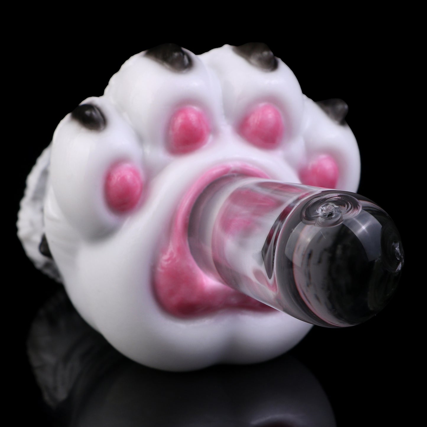 Arctic Wolf Paw Pocket Pussy — Platinum Silicone Fantasy Wolf Paw Masturbator with Pink Paw Pads, Fur Texture & Single-Channel Design