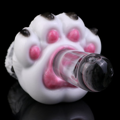Arctic Wolf Paw Pocket Pussy — Platinum Silicone Fantasy Wolf Paw Masturbator with Pink Paw Pads, Fur Texture & Single-Channel Design