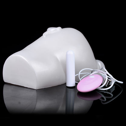 Masturbationstasse mit Taschenmuschi in Form eines weißen Schweinchens – vibrierendes Penismassage-Sexspielzeug für Männer