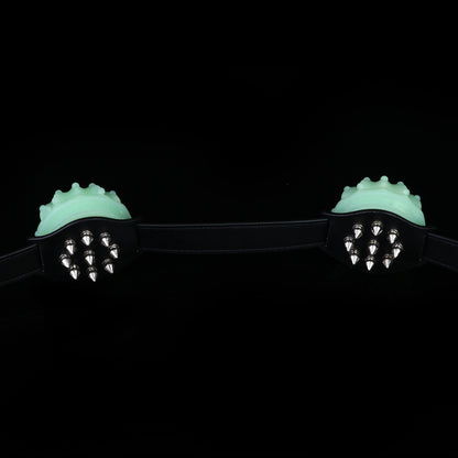 Cactus Glow Spike Chest Harness — Body-Safe BDSM Toys with Luminous Silicone Orbs & Leather Strap