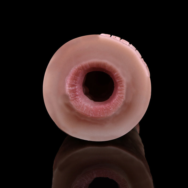 Phallic-Textured Pocket Pussy – Platinum Silicone Veined Penis Sleeve with Hand-Painted Detail