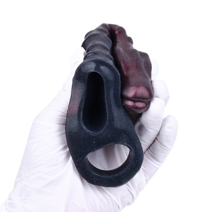 Préservatifs en silicone côtelés Fantasy Dragondildo Cock Sleeve - Gaine pénien extensible
