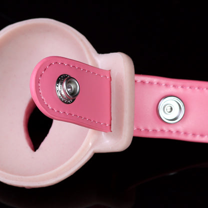 3D Vulva Chest Harness — Realistic Silicone BDSM Toys Body Strap with Open-Cup Nipple Display & Leather Band