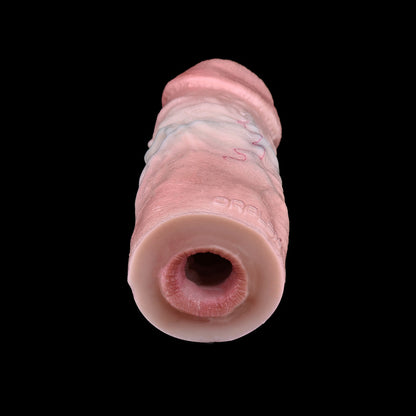 Phallic-Textured Pocket Pussy – Platinum Silicone Veined Penis Sleeve with Hand-Painted Detail