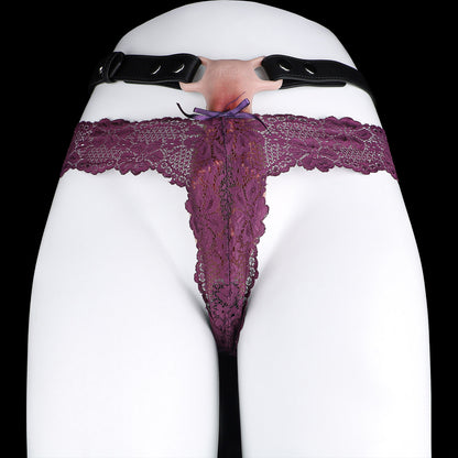 Open Labia Vibrating Fake Vagina Strap-On — Hyper-Realistic Platinum Silicone Wearable Vulva Massager with Remote Control & Dual Stimulation