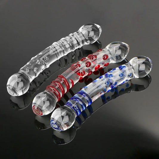Gode ​​double en verre – Gode anal en cristal coloré, plug anal, masseur de prostate