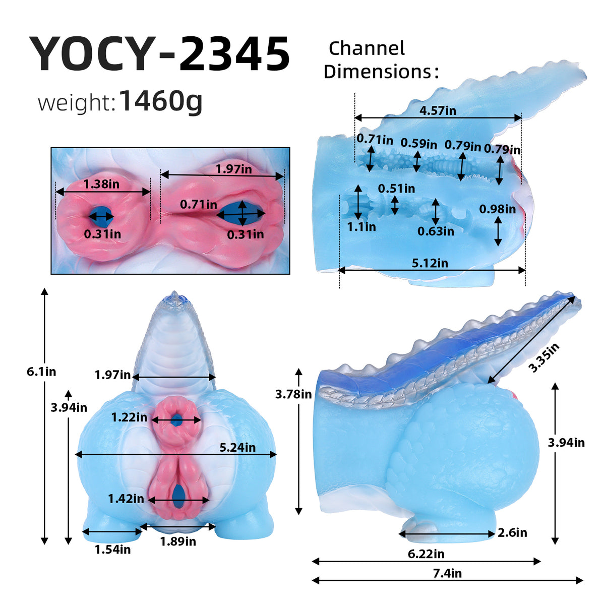 Frost Dragon Sex Doll Torso — Dual-Channel Fantasy Companion in Ice Blue Layered Scale Platinum Silicone