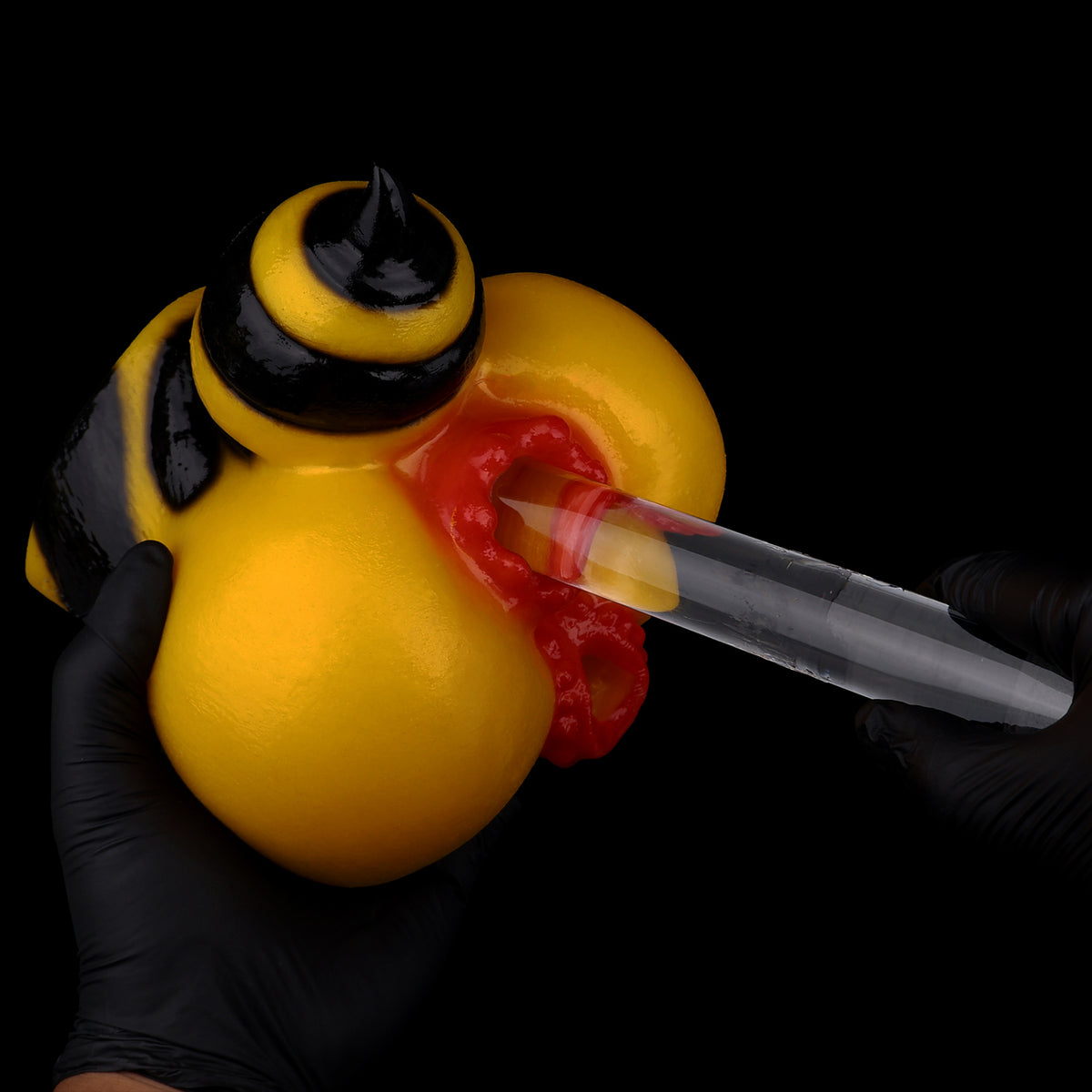 Queen Bee Pocket Pussy | Fantasy Dual-Channel Butt Masturbator with Bee Sting Tip & Stripe Texture — Platinum Silicone