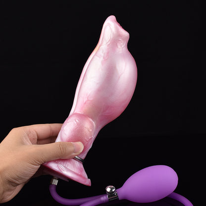 Inflatable Monster Dildo Butt Plug - Knotted Dog Dildo Premium Silicone Animal Penis Vagina Sex Toy