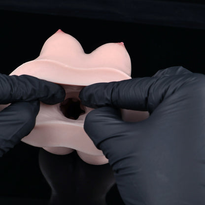 Lifelike Maiden Torso Pocket Pussy – Platinum Silicone Bust & Butt Stroker with Hand-Blushed Finish