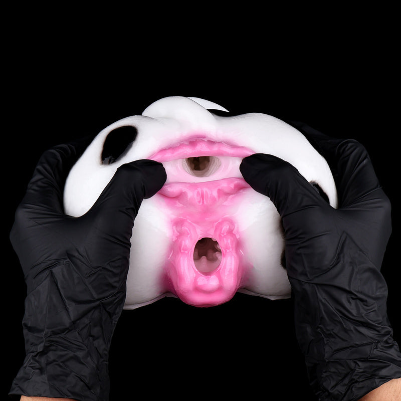 Bovine Fantasy Sex Dolls – Spotted Cow Print Platinum Silicone Dual-Tunnel Booty Stroker