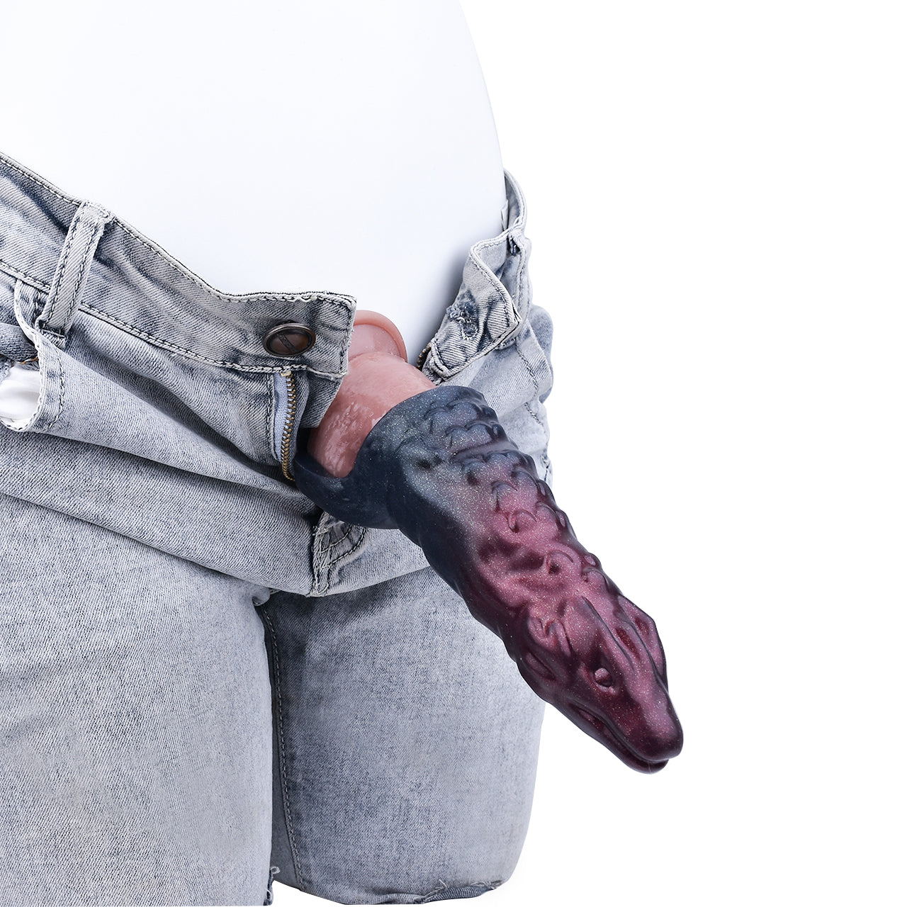 Préservatifs en silicone côtelés Fantasy Dragondildo Cock Sleeve - Gaine pénien extensible