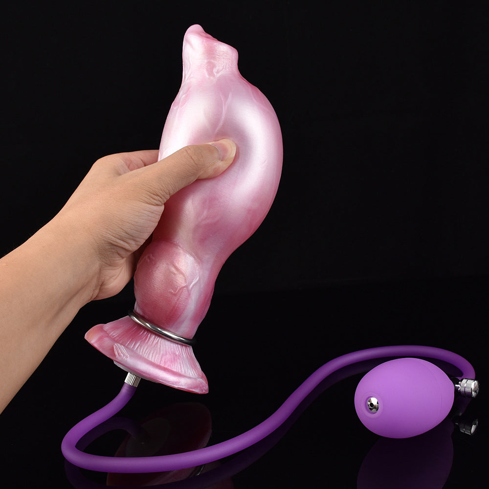 Inflatable Monster Dildo Butt Plug - Knotted Dog Dildo Premium Silicone Animal Penis Vagina Sex Toy