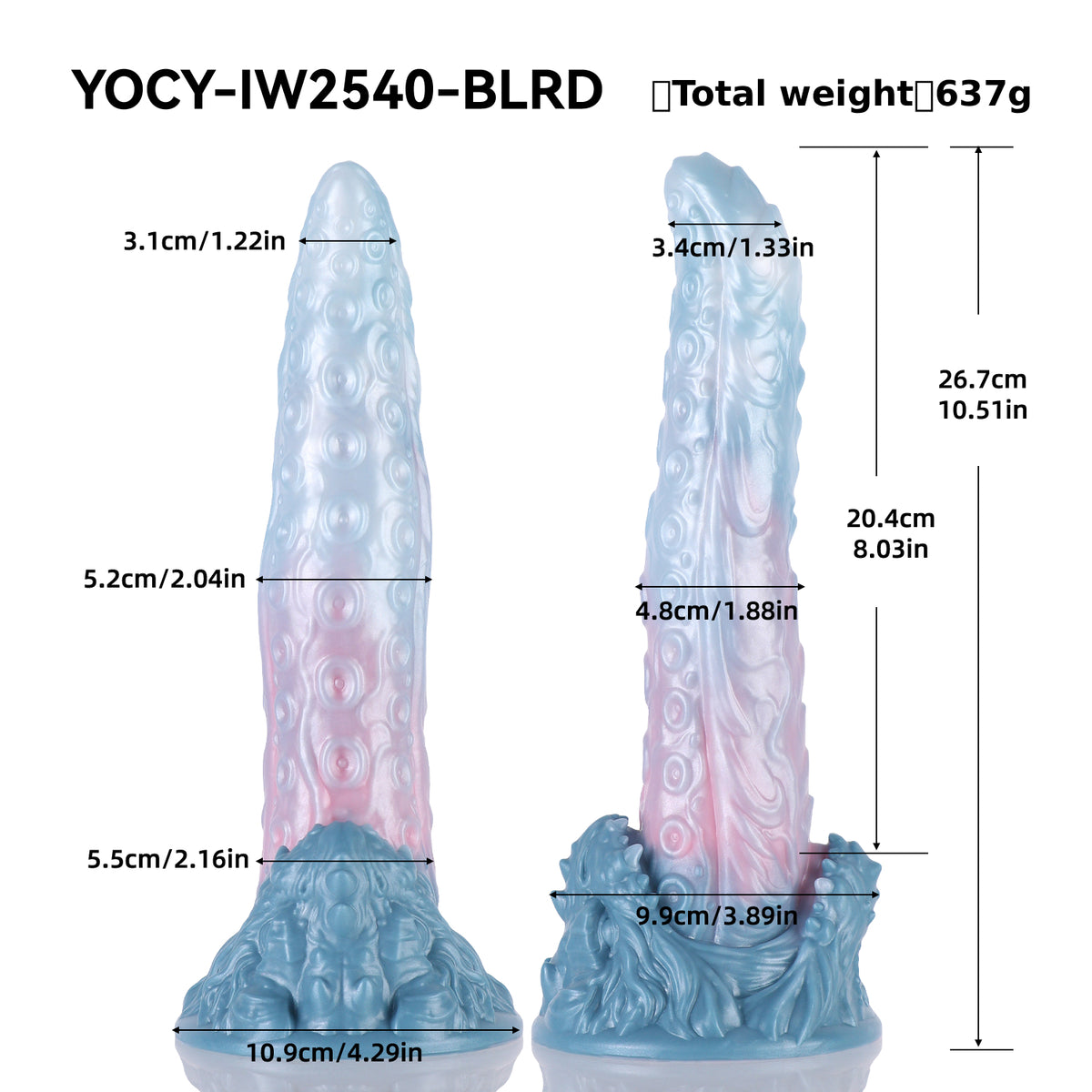 Frostpetal Dragon Tongue Fantasy Dildo – Remote Vibration & Pastel Silicone