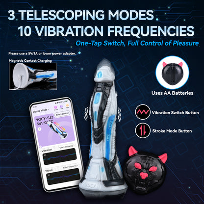 App-Controlled Vibrating Cyber Dragon Dildo with Hands-Free Suction Base & Wireless Remote for Shower & Solo Play