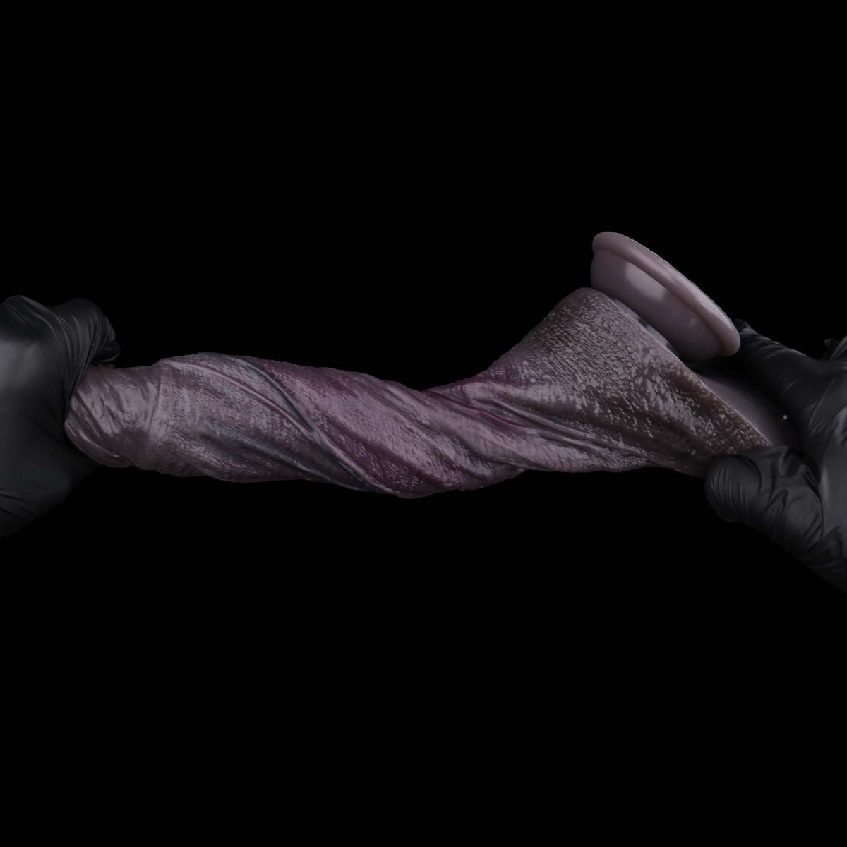 Long Straight Black Dildo | Multi-Vein Shaft, Realistic Skin Texture & Deep Wine-Brown Glans — Dual-Layer Platinum Silicone in Near-Black Dark Purple for Full-Length Deep Play