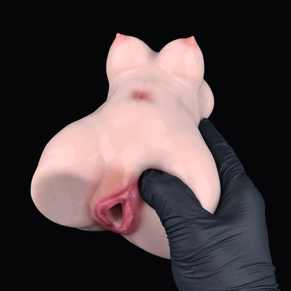 Lifelike Maiden Torso Pocket Pussy – Platinum Silicone Bust & Butt Stroker with Hand-Blushed Finish