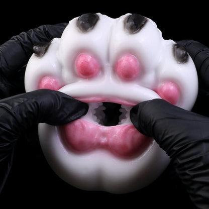 Arctic Wolf Paw Pocket Pussy — Platinum Silicone Fantasy Wolf Paw Masturbator with Pink Paw Pads, Fur Texture & Single-Channel Design