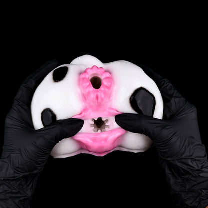 Bovine Fantasy Sex Dolls – Spotted Cow Print Platinum Silicone Dual-Tunnel Booty Stroker